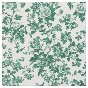 Classic Green Floral Toile Fabric