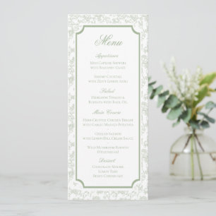 Classic Green Floral Toile Wedding Menu