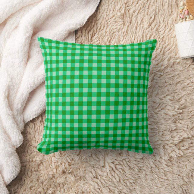 Classic Green Gigham Pattern Throw Pillow (Blanket)