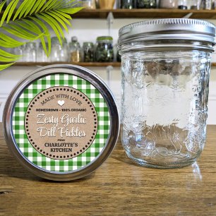 Classic Green Gingham Canning Jar Label
