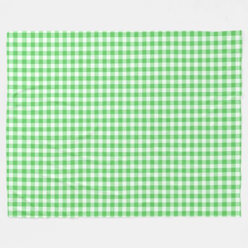 Classic Green Gingham Checkered Plaid Pattern Fleece Blanket