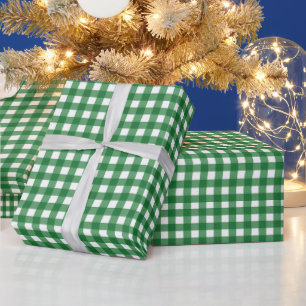 Classic Green Gingham Plaid Christmas Wrapping Paper