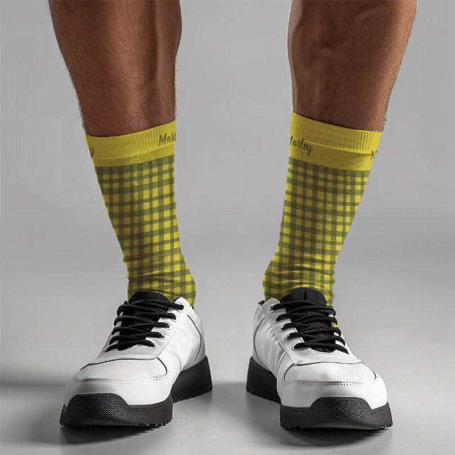 Classic Green Gingham Plaid Minimal Christmas Socks (Creator Uploaded)