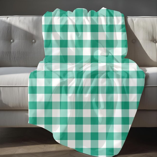 Classic Green Gingham Plaid Pattern Fleece Blanket (Classic Green Gingham Plaid Pattern Fleece Blanket)