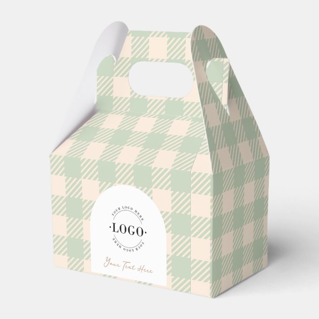 Classic green gingham preppy wedding favor boxes (Front Side)