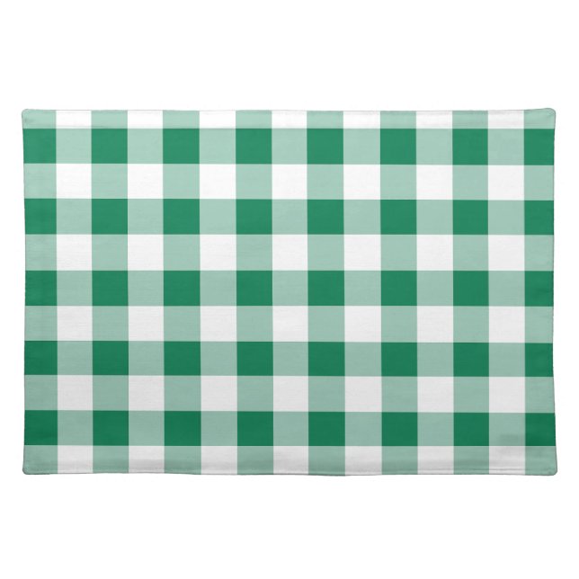 Classic Green Gingham Seamless Pattern Cloth Placemat (Front)