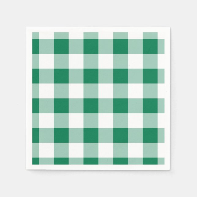 Classic Green Gingham Seamless Pattern Napkins (Front)