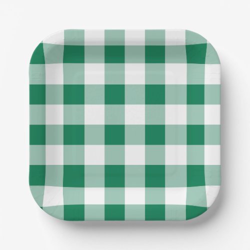 Classic Green Gingham Seamless Pattern Paper Plates