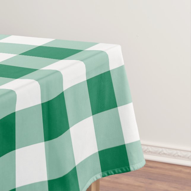 Classic Green Gingham Seamless Pattern Tablecloth (In Situ)