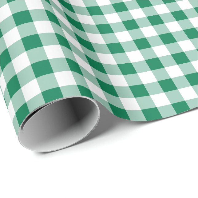 Classic Green Gingham Seamless Pattern Wrapping Paper (Roll Corner)