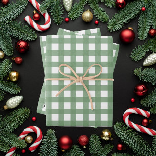 Classic Green Gingham Wrapping Paper Sheets
