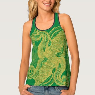 Classic Green Gold Dragon Tank Top