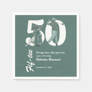 Classic Green Golf Bag Clubs 50th Birthday Napkins