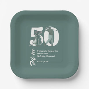 Classic Green Golf Bag Clubs 50th Birthday Paper Plates