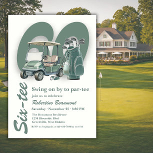 Classic Green Golf Bag Clubs 60th Birthday Invitation
