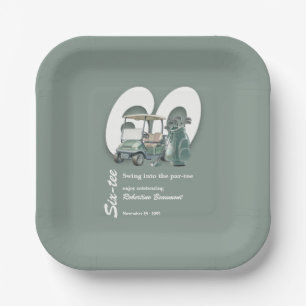 Classic Green Golf Bag Clubs 60th Birthday Paper Plates
