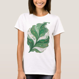 Classic Green GREEN LEAF WITH STARS AND GLITTER T-Shirt