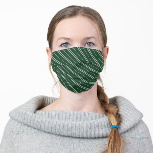 Classic Green Grey School Stripes Magical Pattern Adult Cloth Face Mask