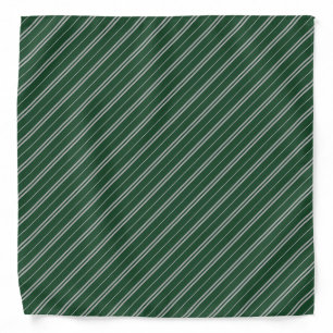 Classic Green Grey School Stripes Pattern Bandana