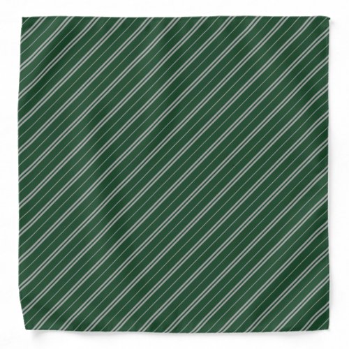 Classic Green Grey School Stripes Pattern Bandana