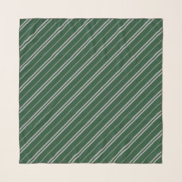 Classic Green Grey School Stripes Pattern Scarf