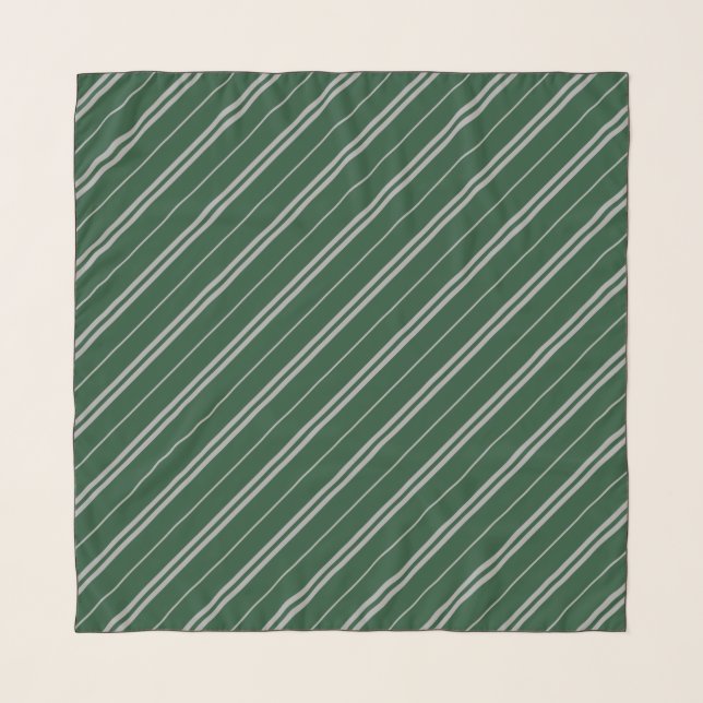 Classic Green Grey School Stripes Pattern Scarf (Front)