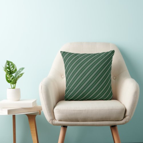 Classic Green Grey School Stripes Pattern Throw Pillow