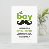 Classic Green It's a Boy Mustache Baby Shower Invitation (Standing Front)