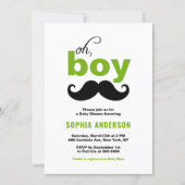 Classic Green It's a Boy Mustache Baby Shower Invitation (Front)
