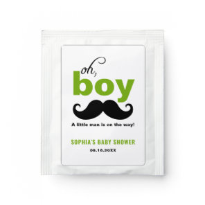 Classic Green It's a Boy Mustache Baby Shower Tea Bag Drink Mix