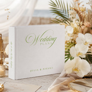 Classic Green Ivory Calligraphy Wedding Album 3 Ring Binder