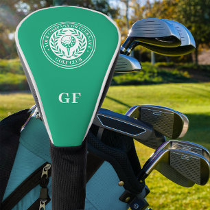 Classic Green Laurel Wreath Custom Name Monogram Golf Head Cover