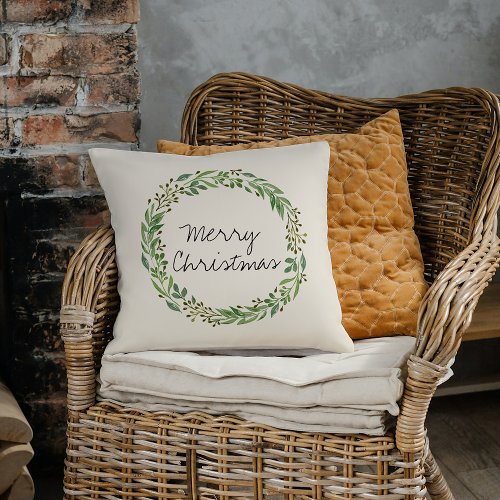 Classic Green Laurel Wreath Leaves Pattern Throw Pillow