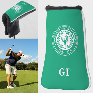 Classic Green Laurel Wreath Name Monogram Putter Golf Head Cover