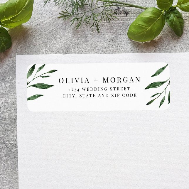 Classic Green Leaf Botanical Wedding Label (Creator Uploaded)