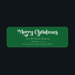 Classic Green Merry Christmas Return Address Label<br><div class="desc">Celebrate the season with this unique, classic green Merry Christmas return address label featuring a touch of vintage charm. The minimalist design showcases an elegant green color palette, evoking the cozy spirit of winter. Its modern and fun appeal, paired with the traditional wording, creates a perfect balance between boldness and...</div>