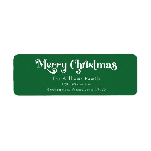Classic Green Merry Christmas Return Address Label
