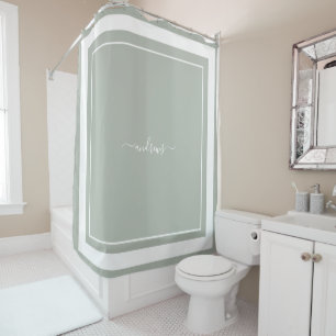 Classic green Monogram signature Shower Curtain