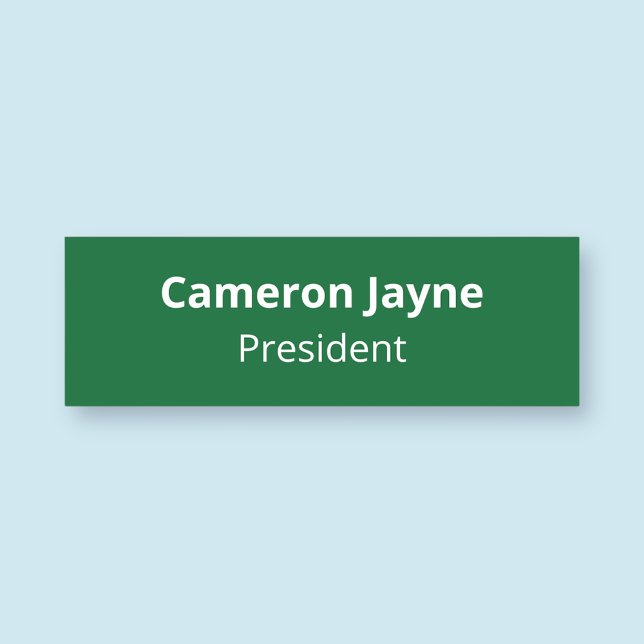 Classic Green Name Tag Magnetic Professional Title (MISOOK Classic Rectangle Green Name Tag)