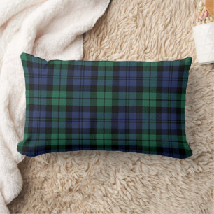 Classic Green Navy Black Watch Tartan Plaid Lumbar Pillow