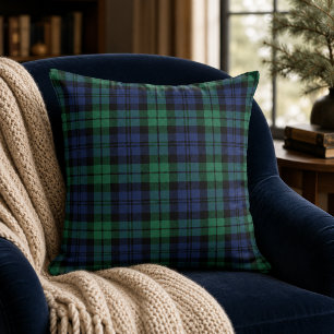 Classic Green Navy Black Watch Tartan Plaid Throw Pillow