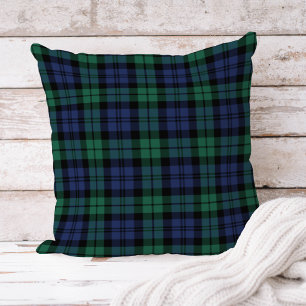 Classic Green Navy Black Watch Tartan Plaid Throw Pillow