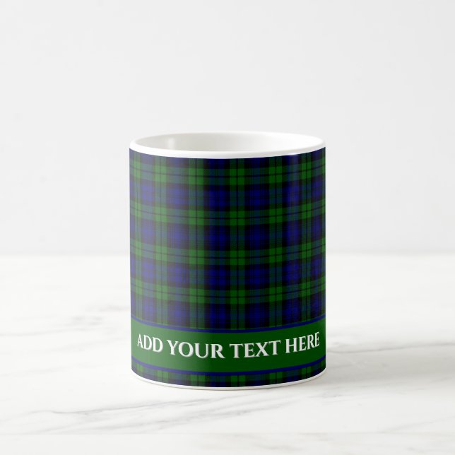 Classic Green & Navy Blackwatch Tartan Plaid Coffee Mug (Center)