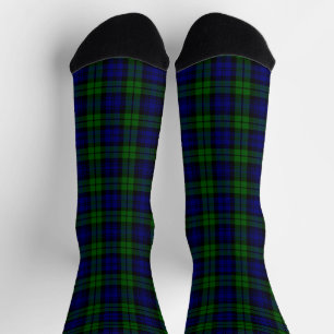 Classic Green & Navy Blackwatch Tartan Plaid Socks