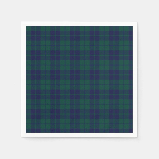 Classic Green Navy Tartan Plaid Pattern  Napkins (Front)