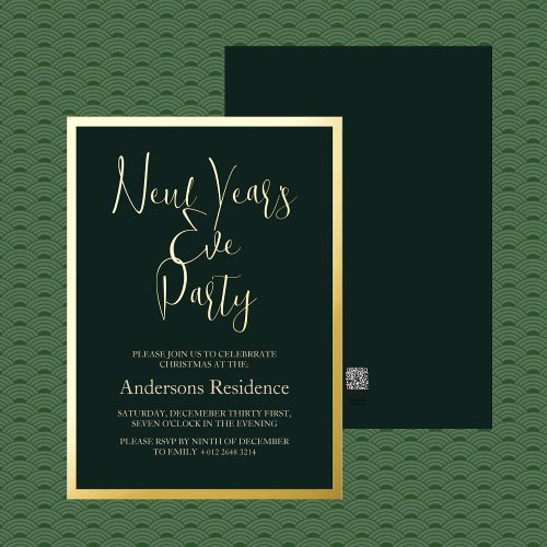 Classic Green New Years Eve Party Invitation Foil Invitation