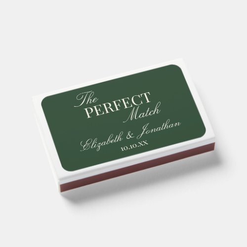 Classic Green Old Money Elegant Modern Wedding Matchboxes