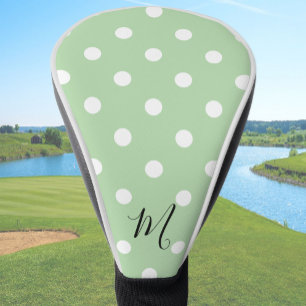 Classic Green Pattern Monogram Polka Dot Golf Head Cover