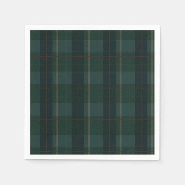 Classic Green Plaid Bear Baby Shower  Napkins (Front)