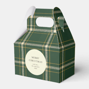 Classic Green Plaid Holiday Cookie Favor Boxes